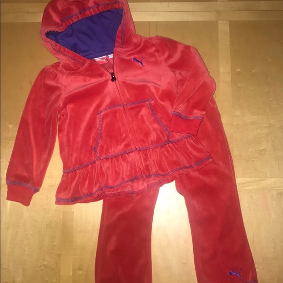 Puma Other - Puma Velour Peplum Tracksuit Hibiscus Red/Purple